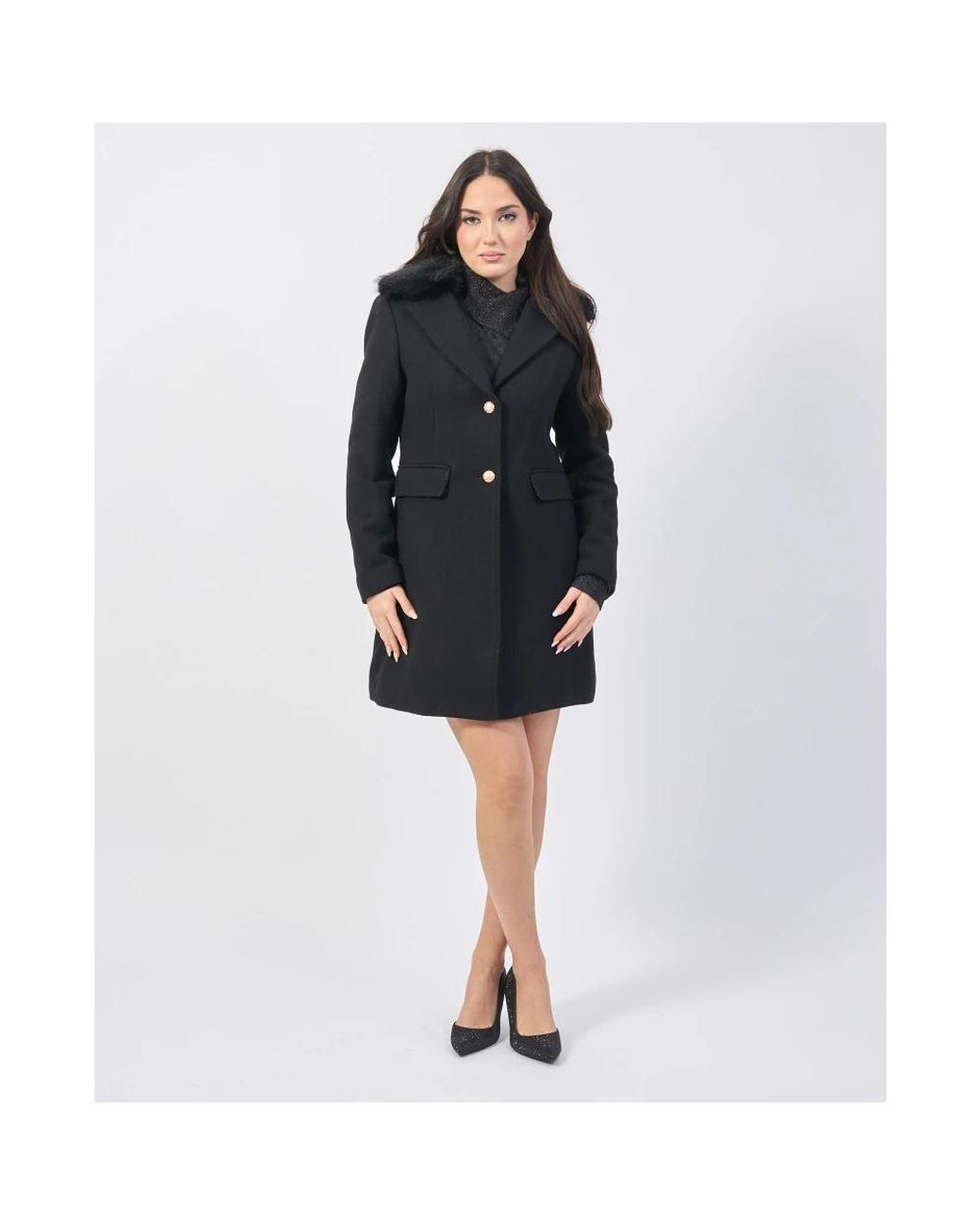 Yes Zee Black Single-Breasted Coats