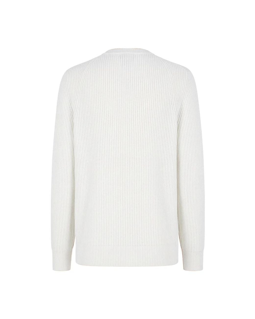 Amaranto White Round-Neck Knitwear for men