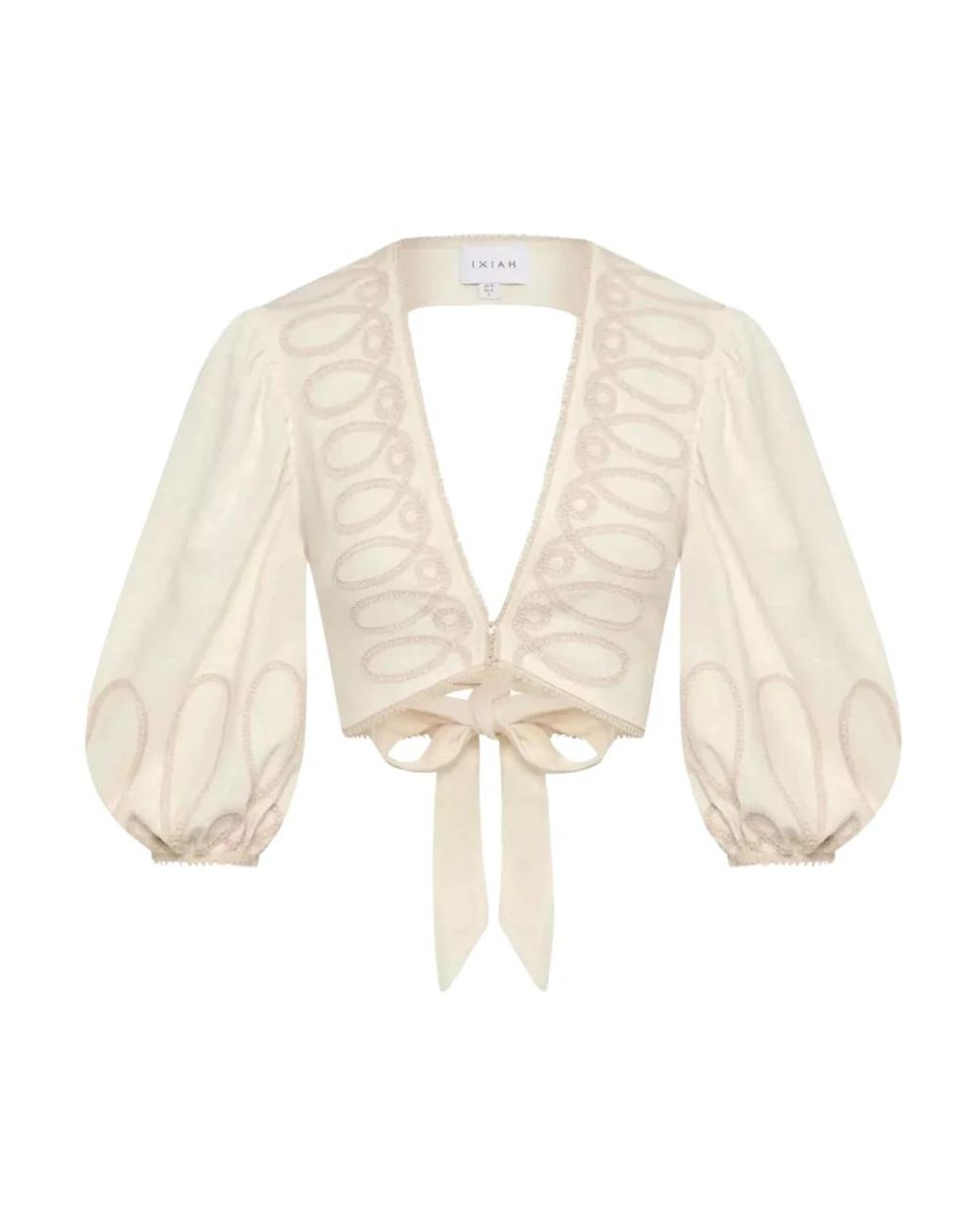 Ixiah Overhemden ,Wit ,Linnen Crème Strikblouse Alkali Stijl in het Natural