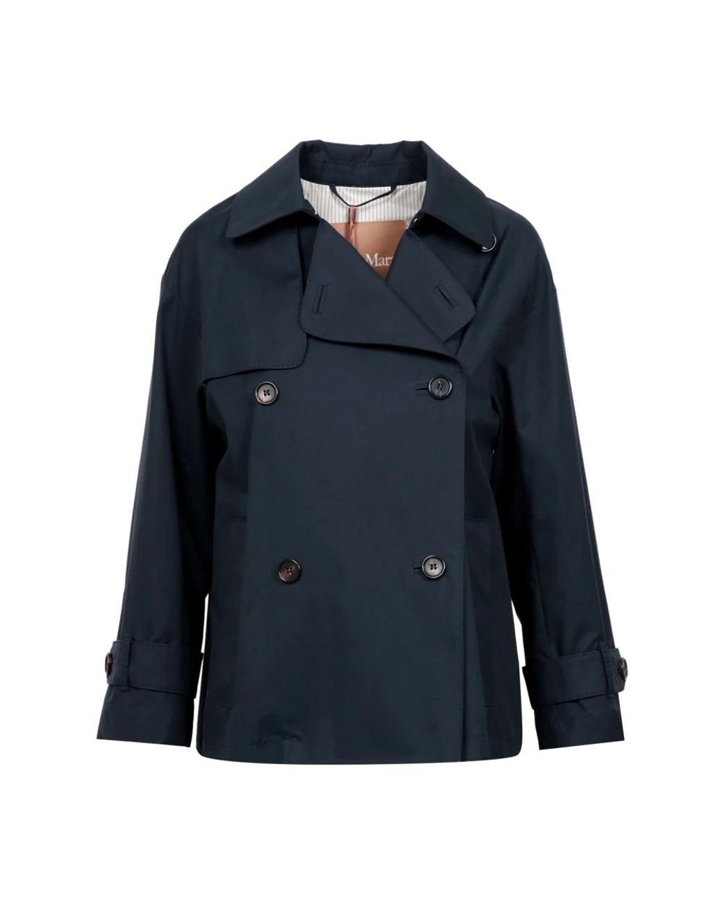 Max Mara Jassen ,Blauw ,Katoen Blauwe Dubbel-Borst Korte Jas in het Blue