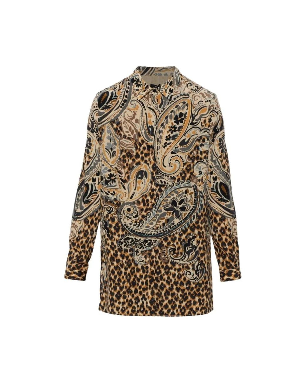Etro Gedrukte Zijden Blouse in het Natural voor heren