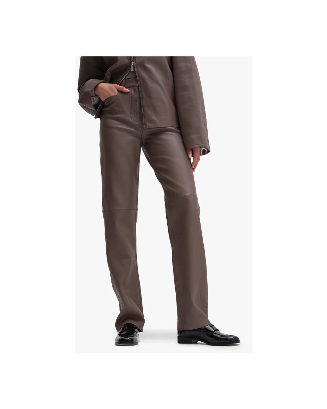 Leather Trousers REMAIN Birger Christensen en coloris Gray