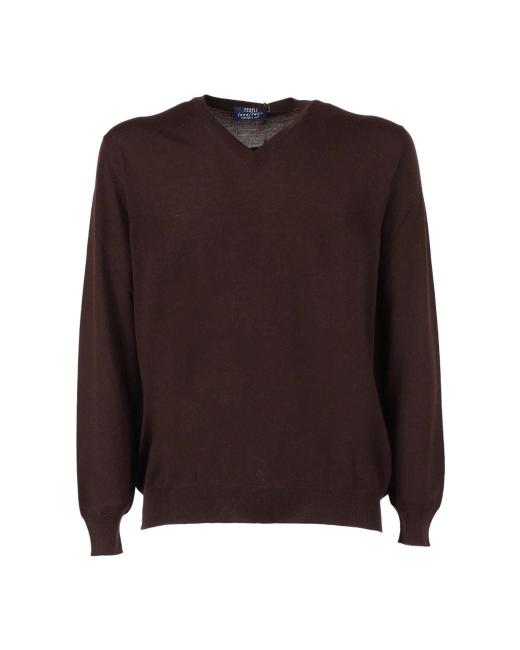 Fedeli Brown V-Neck Knitwear for men