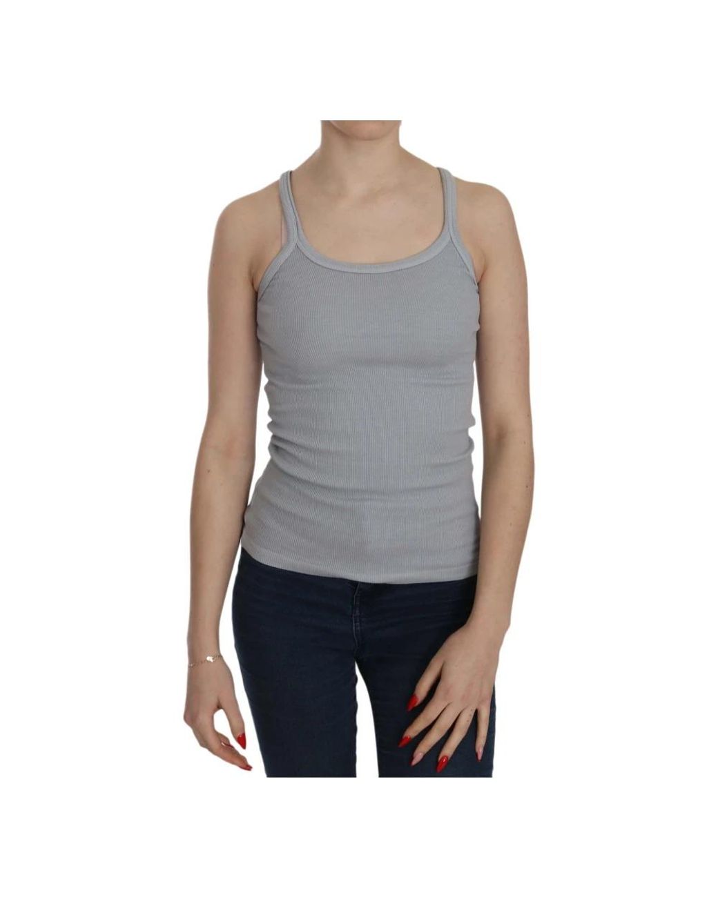 Pink Memories Gray Sleeveless Tops