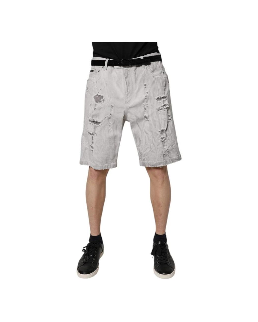 Dolce & Gabbana Gray Denim Shorts for men