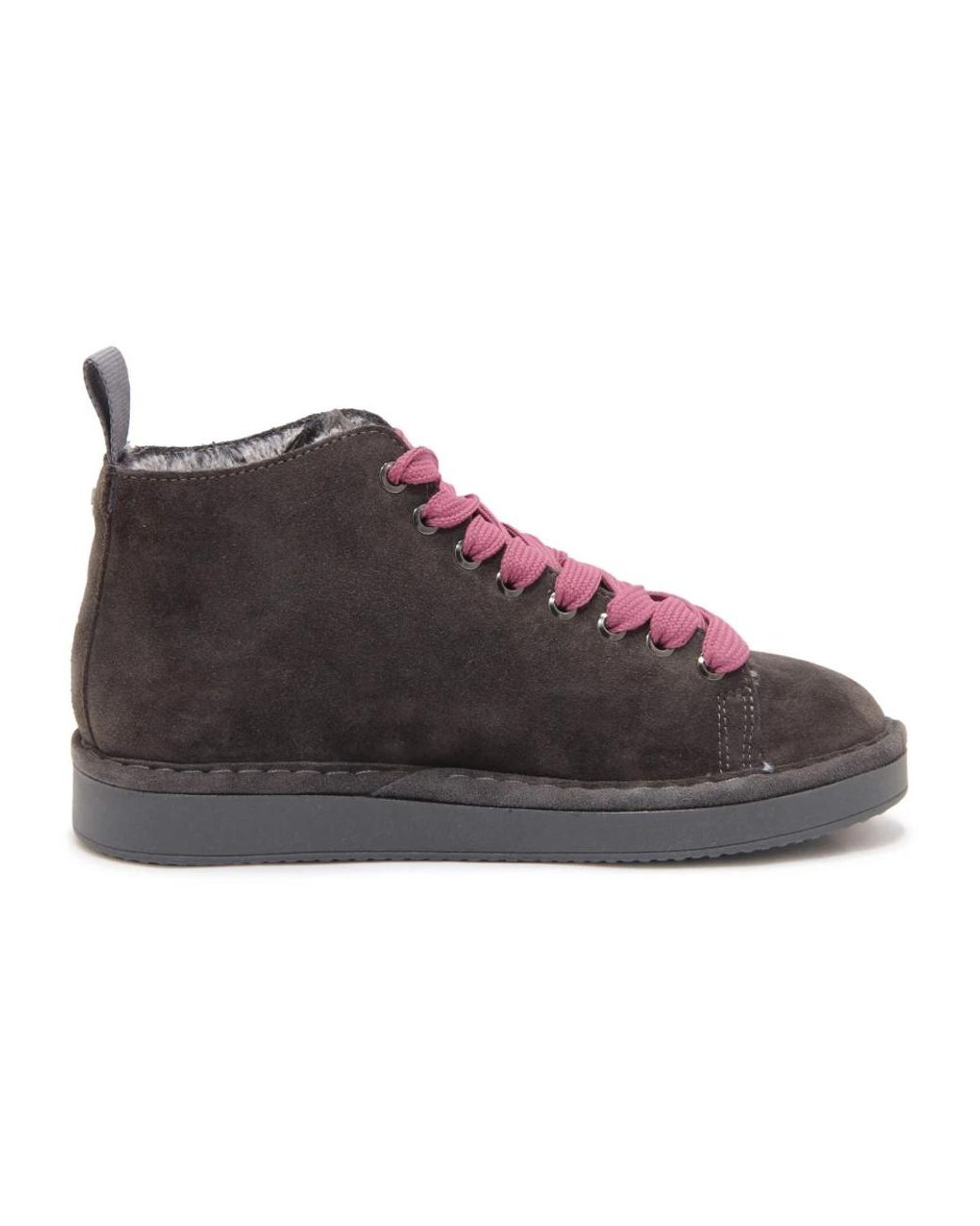 Pànchic Schoenen ,Grijs ,Suède Eco-Fur Enkellaarsjes Antraciet-Bruinroze in het Gray