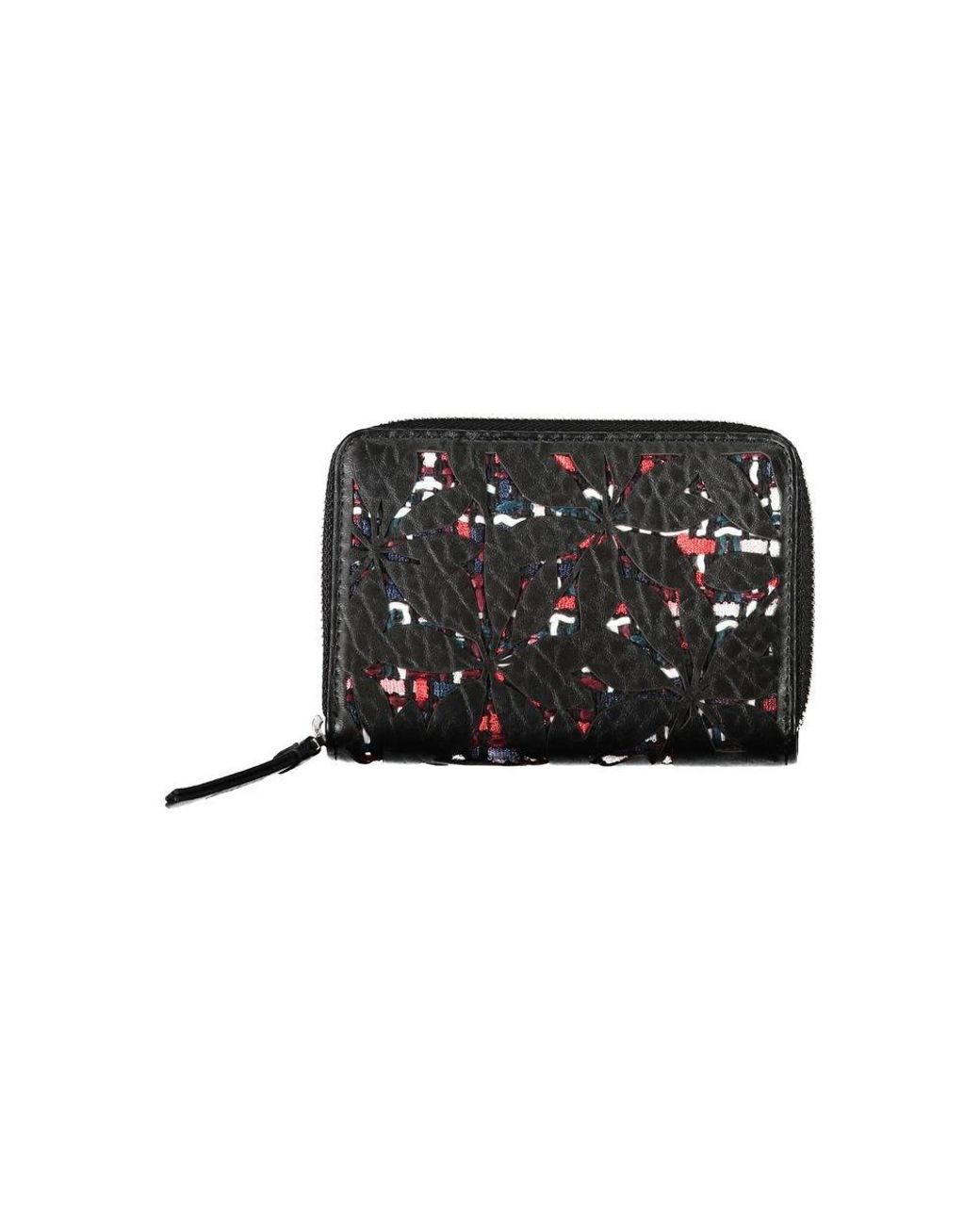 Desigual Accessoires ,Veelkleurig ,Elegante Zwarte Portemonnee Met Rits En Contrasterende Accenten in het Black