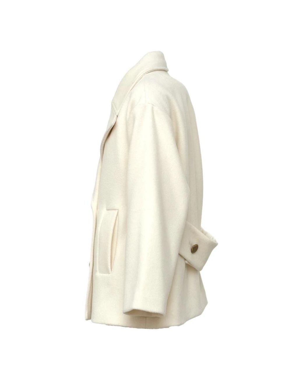 P.A.R.O.S.H. Natural Double-Breasted Caban Belted Wool Peacoat