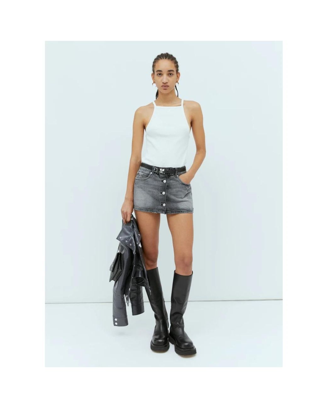 Courreges Blue Denim Skirts
