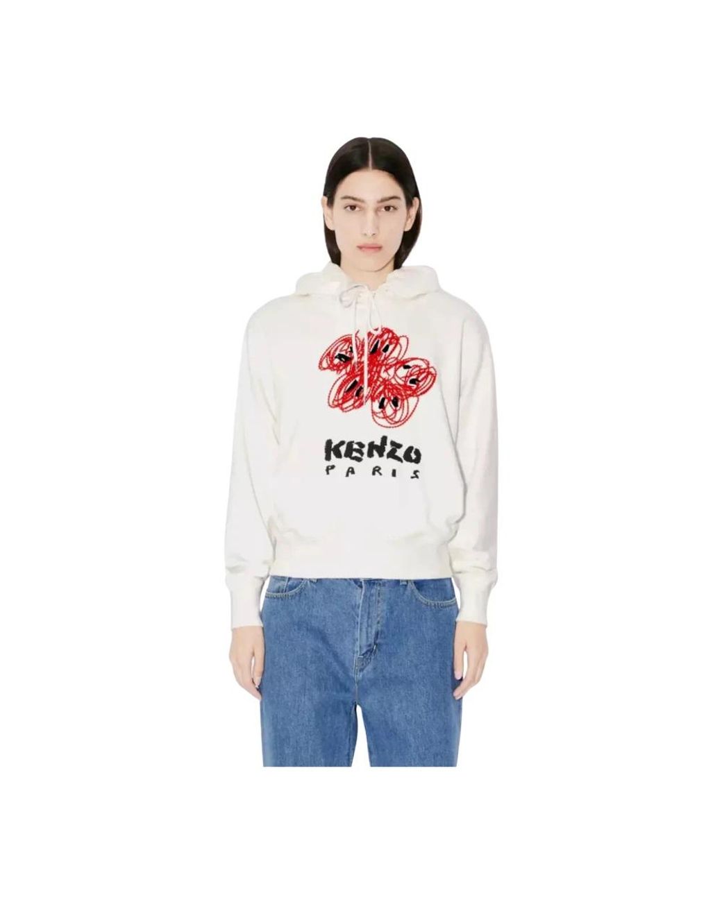 KENZO Hoodies & Sweatvesten ,Wit ,Katoen Boke Flower Hoodie in het White