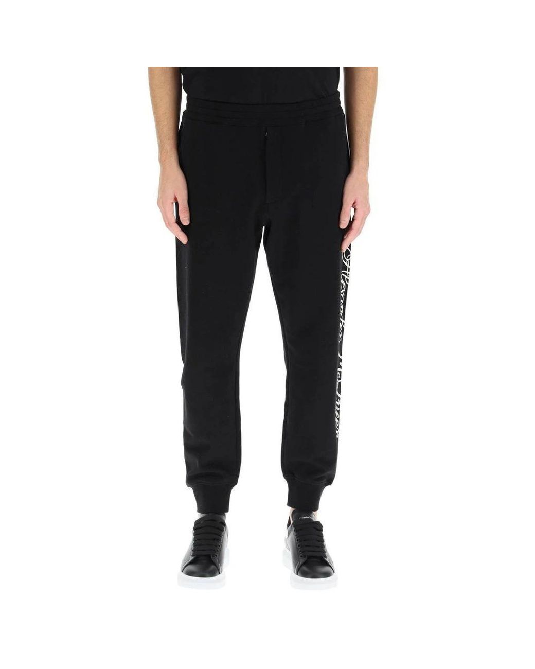 McQueen Black Logo Cotton Pants for men