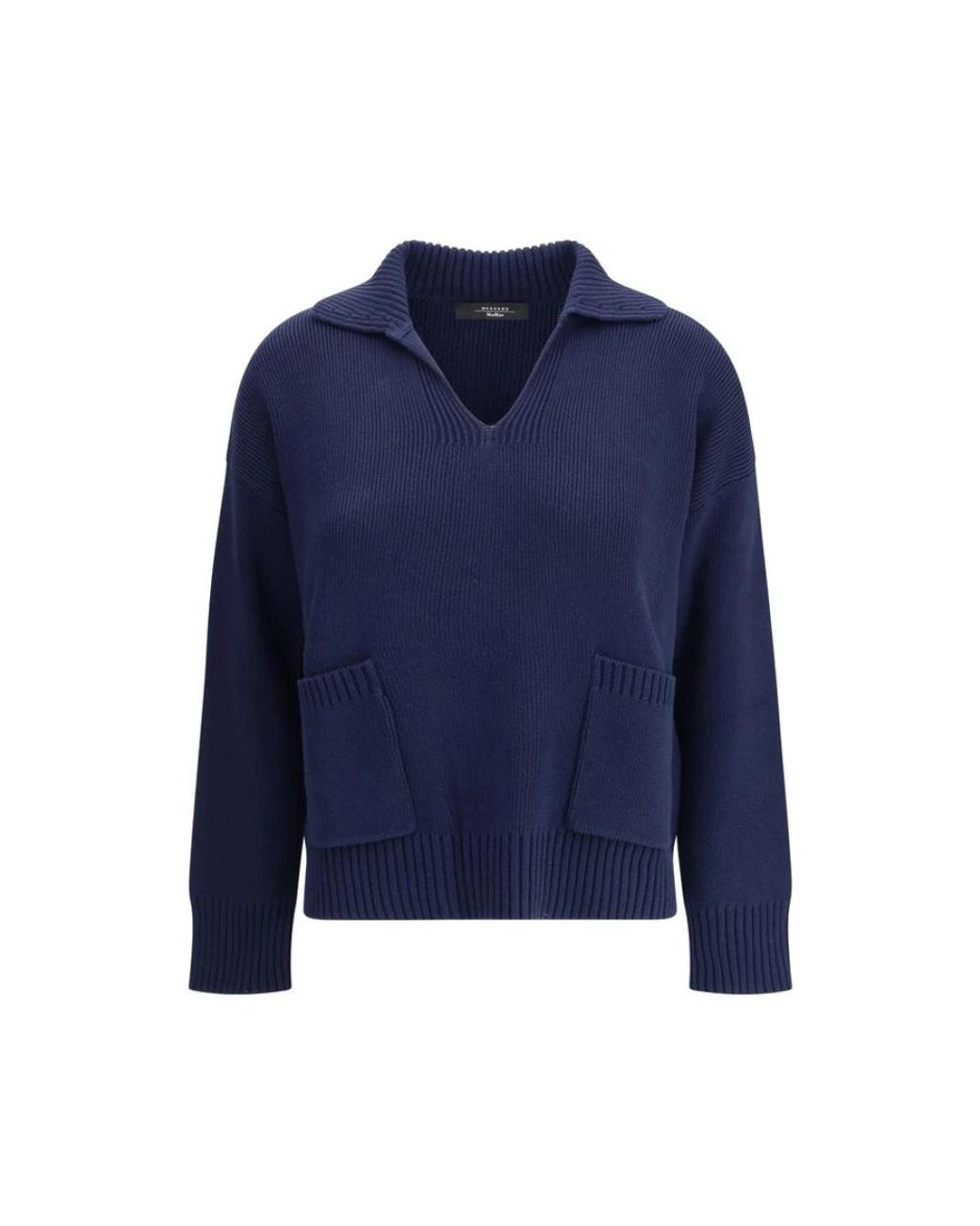 Max Mara Blue V-Neck Knitwear
