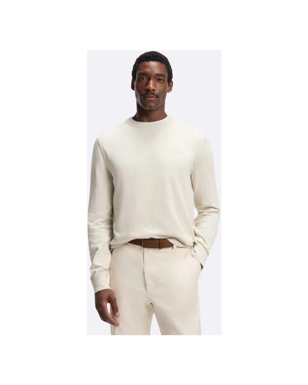 Boss White Round-Neck Knitwear for men