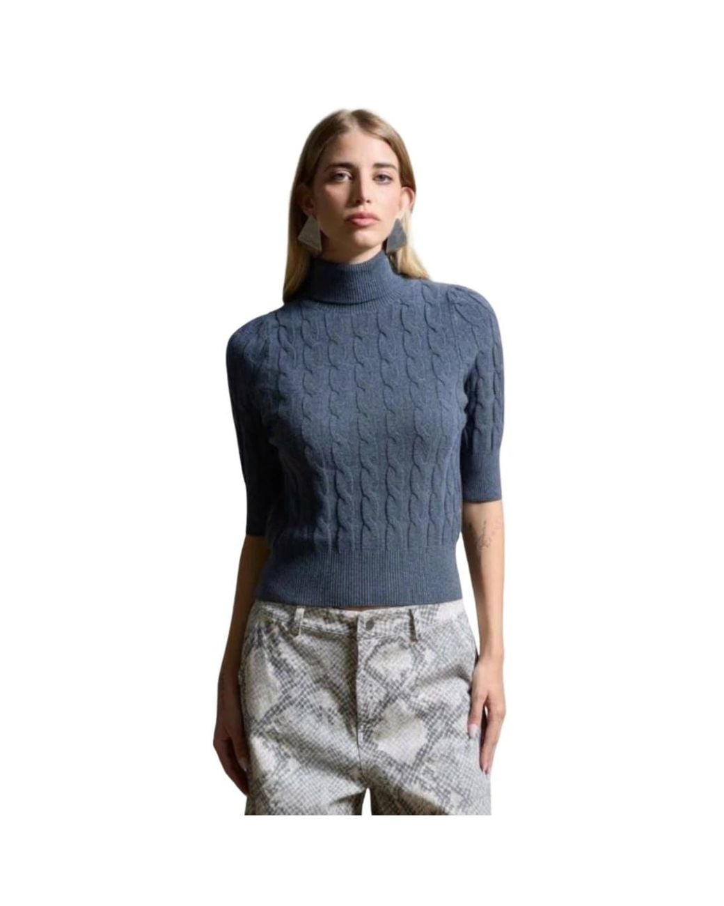 Turtlenecks Kaos de color Blue
