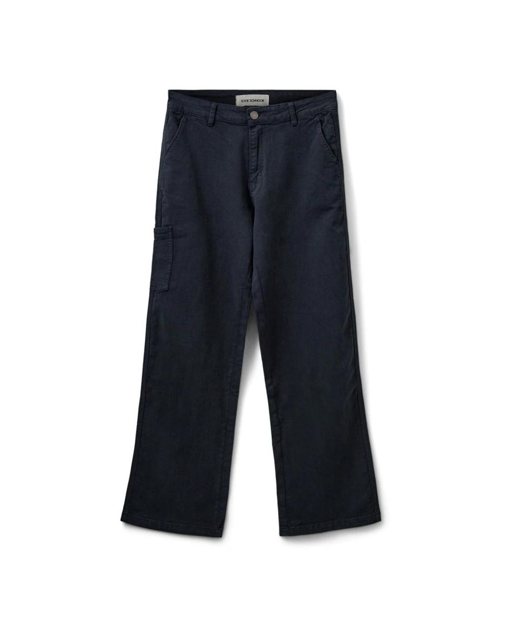 Sofie Schnoor Broeken ,Blauw ,Katoen Straight-Leg Broek Met Zijzak in het Blue