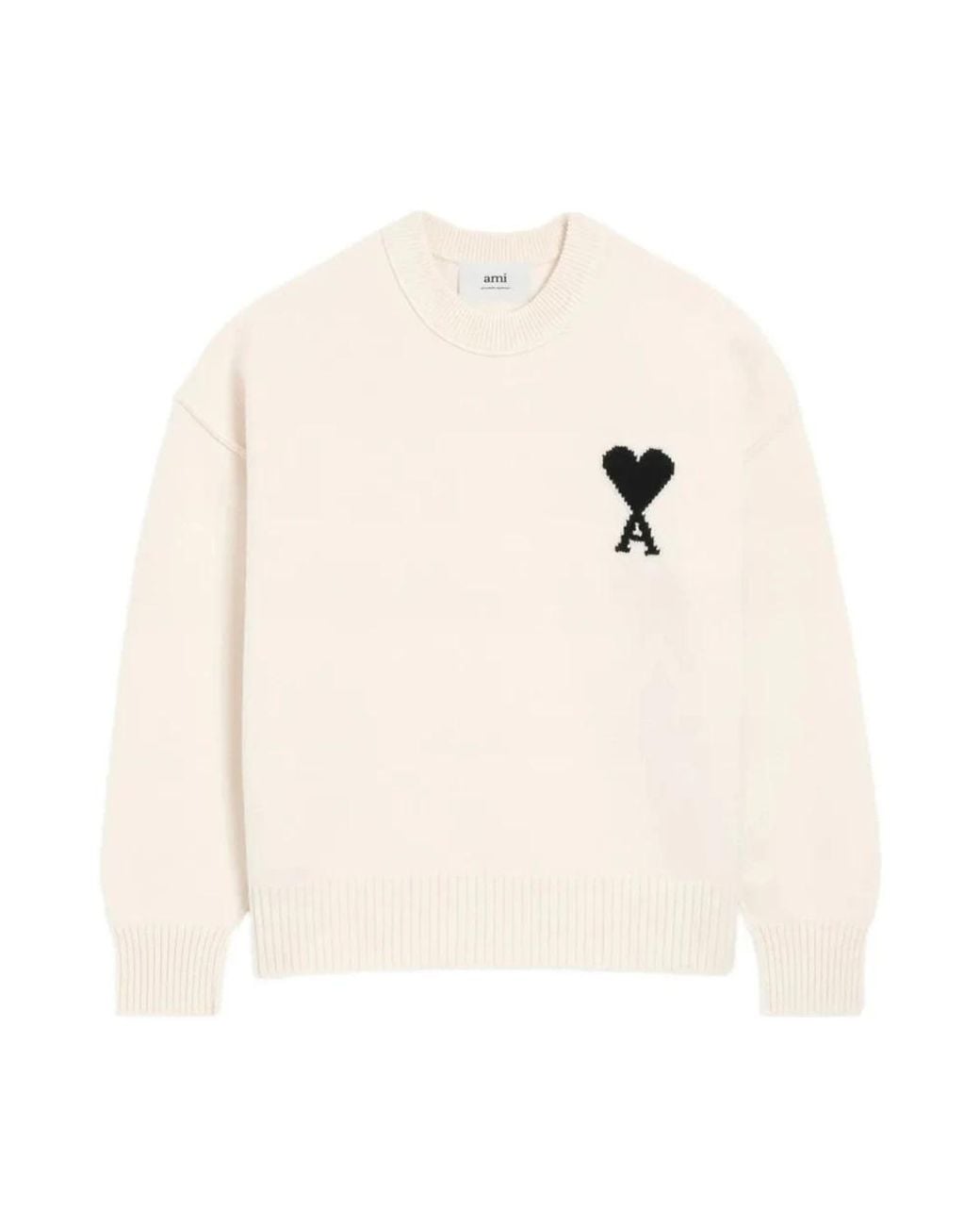AMI White Round-Neck Knitwear for men