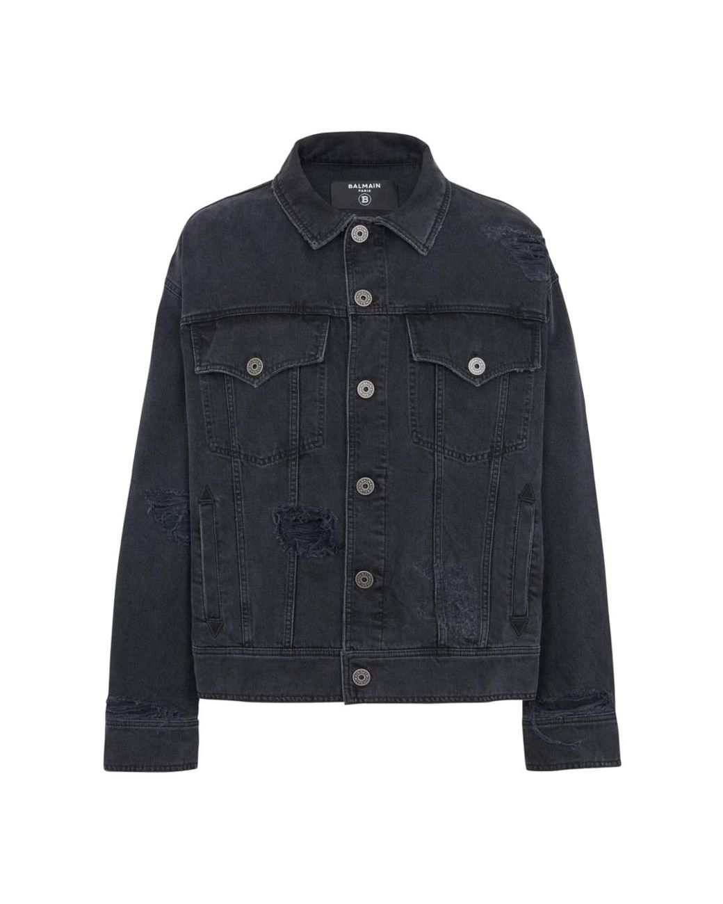 Balmain Blue Worn-effect Denim Jacket for men