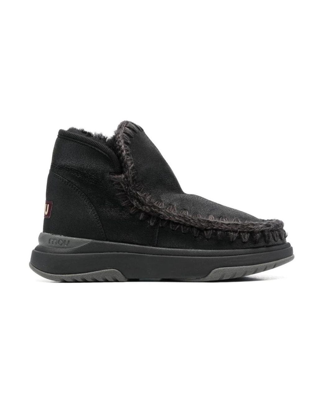 Mou Black Schwarze knöchelstiefel aus schafsleder