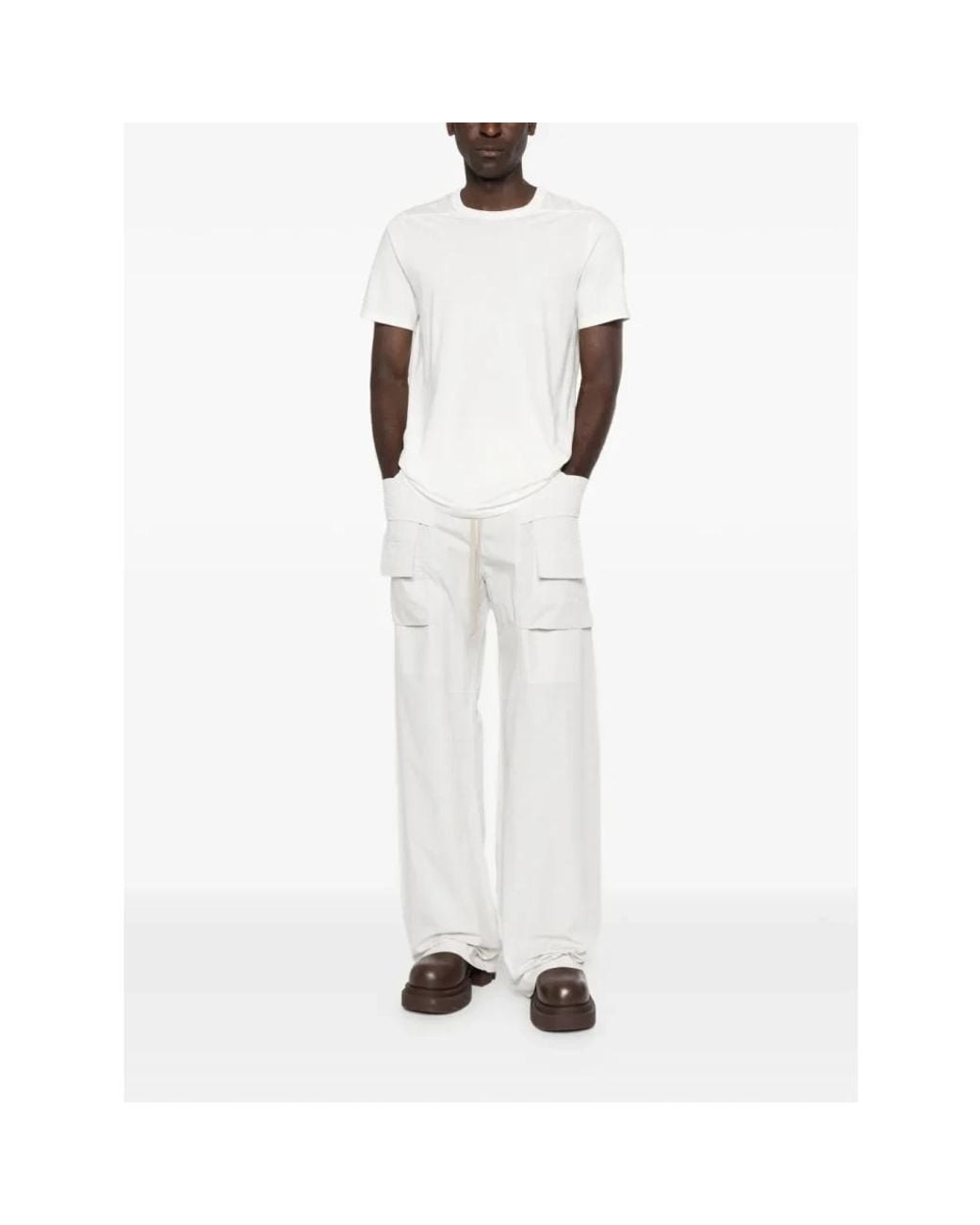 Rick Owens White Wide Trousers for men