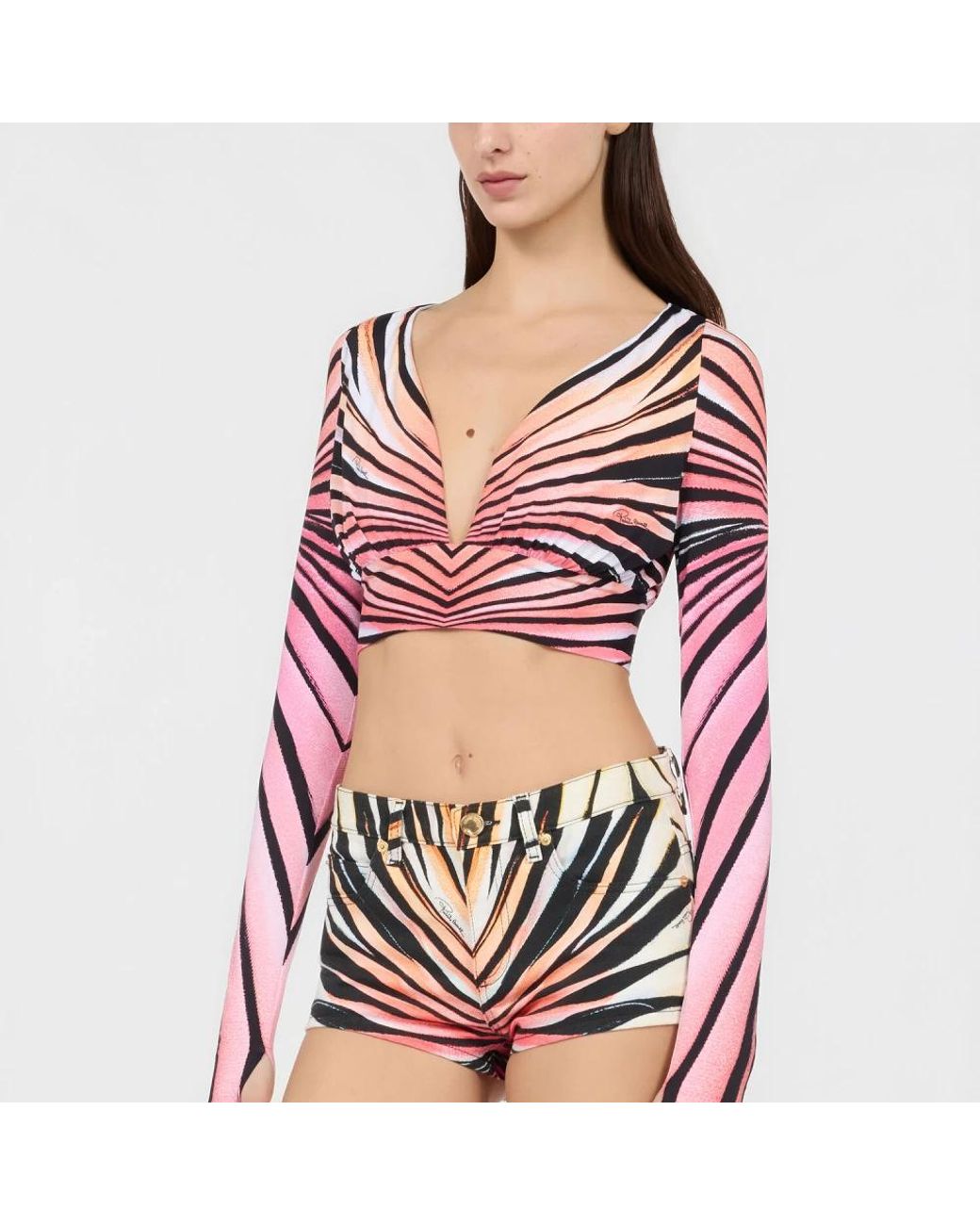 Roberto Cavalli Red Long Sleeve T-Shirts