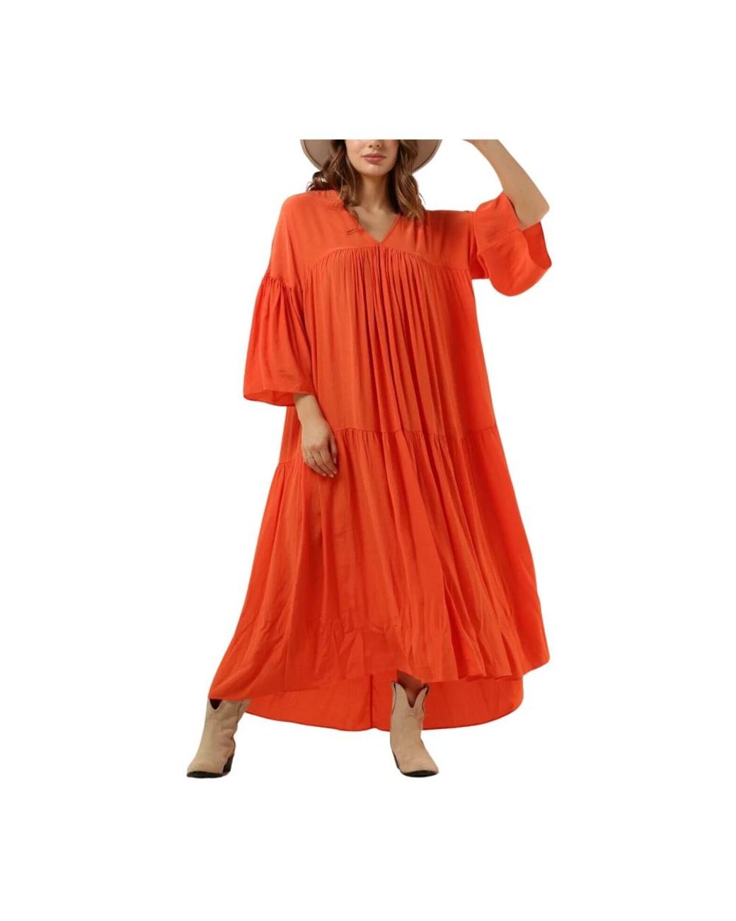 Second Female Kleedjes ,Oranje ,Polyester Emuanuelle Slim Dress in het Red