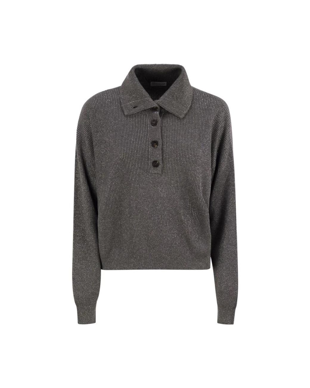 Brunello Cucinelli Gray Round-Neck Knitwear