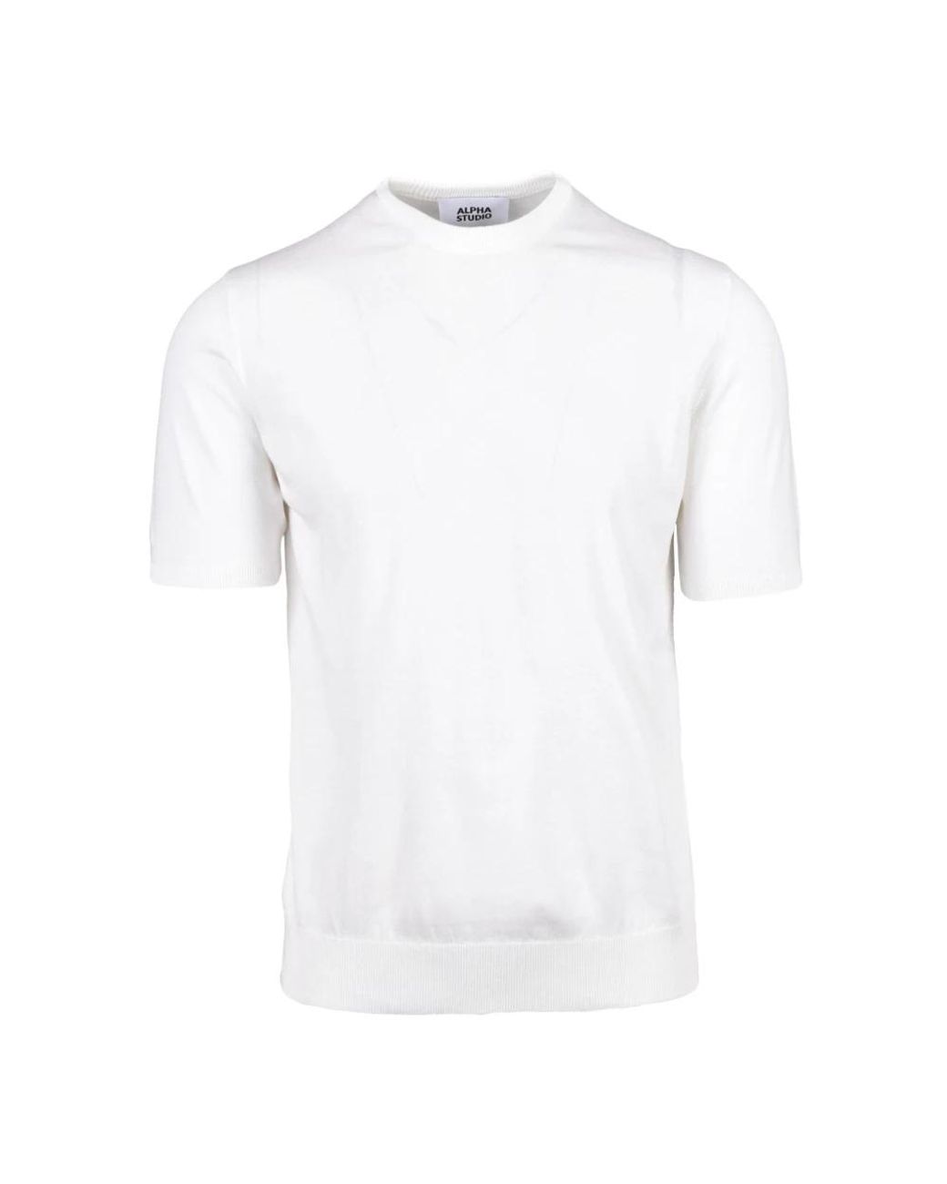 Alpha Studio White Round-Neck Knitwear for men