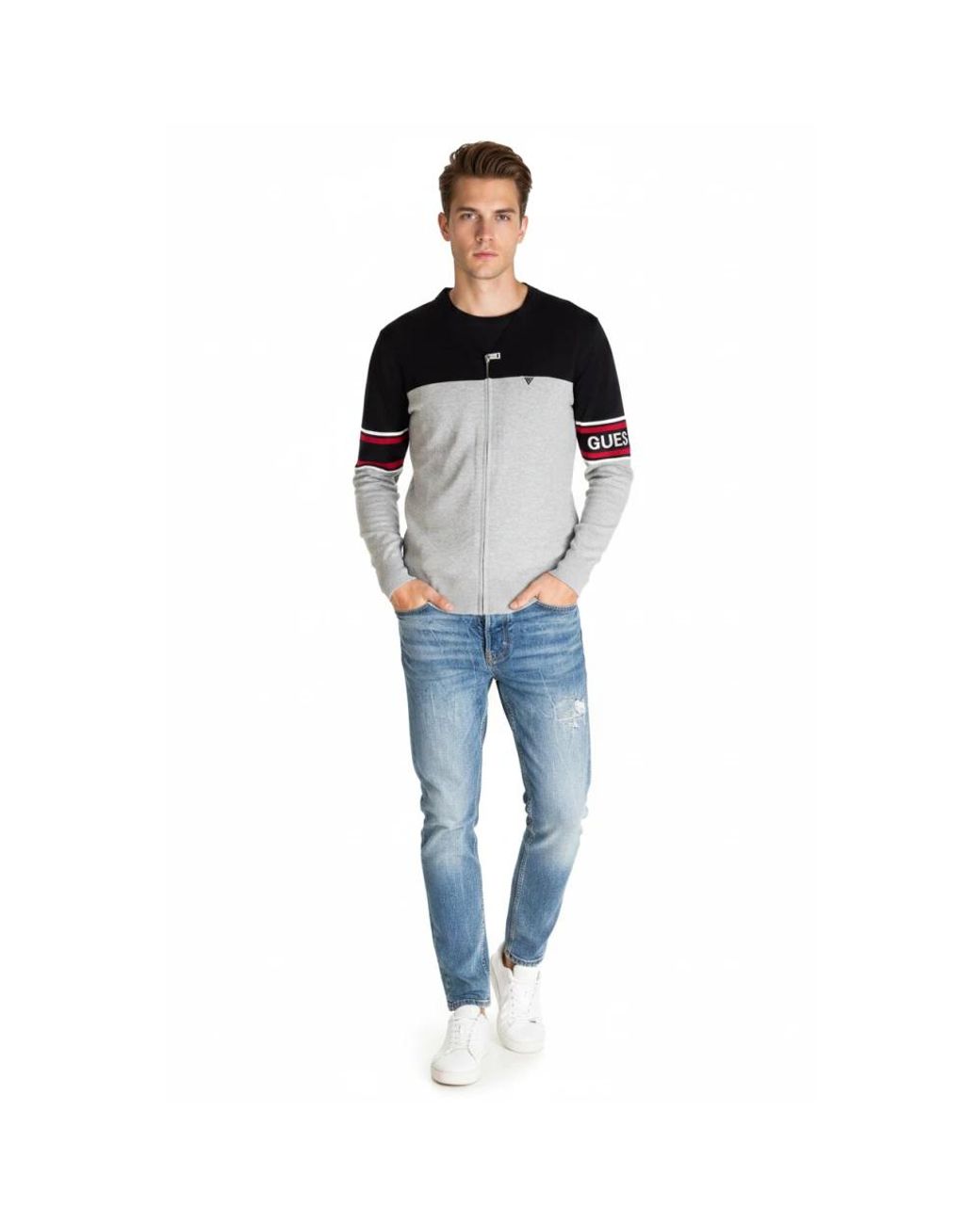 Guess Biker Zip Cardigan in Black für Herren