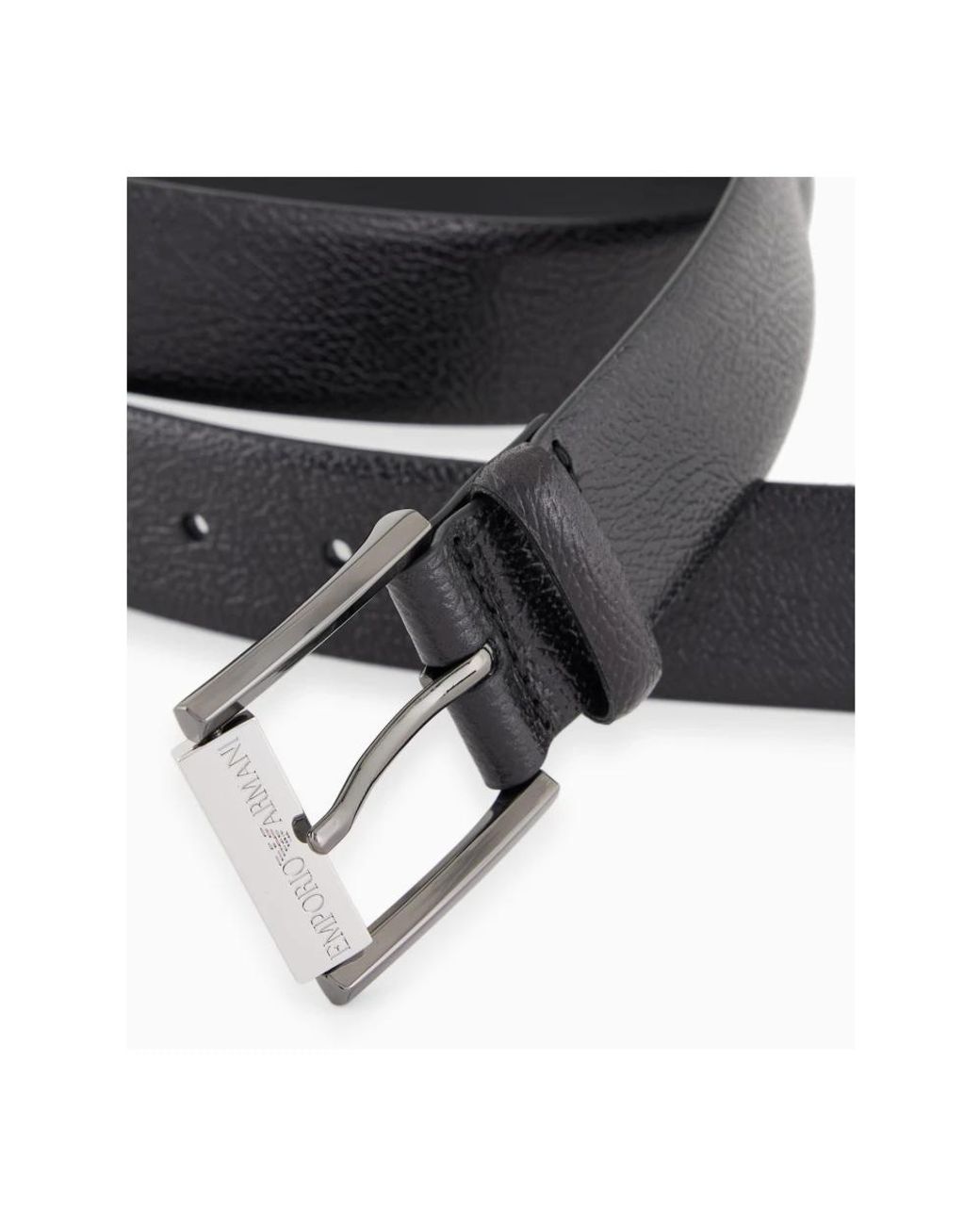 Emporio Armani Black Tumbled-Leather Logo Buckle Belt, Cm for men