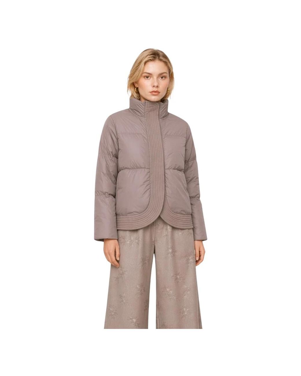 Kocca Jassen ,Paars ,Cropped Puffer Jacket in het Brown