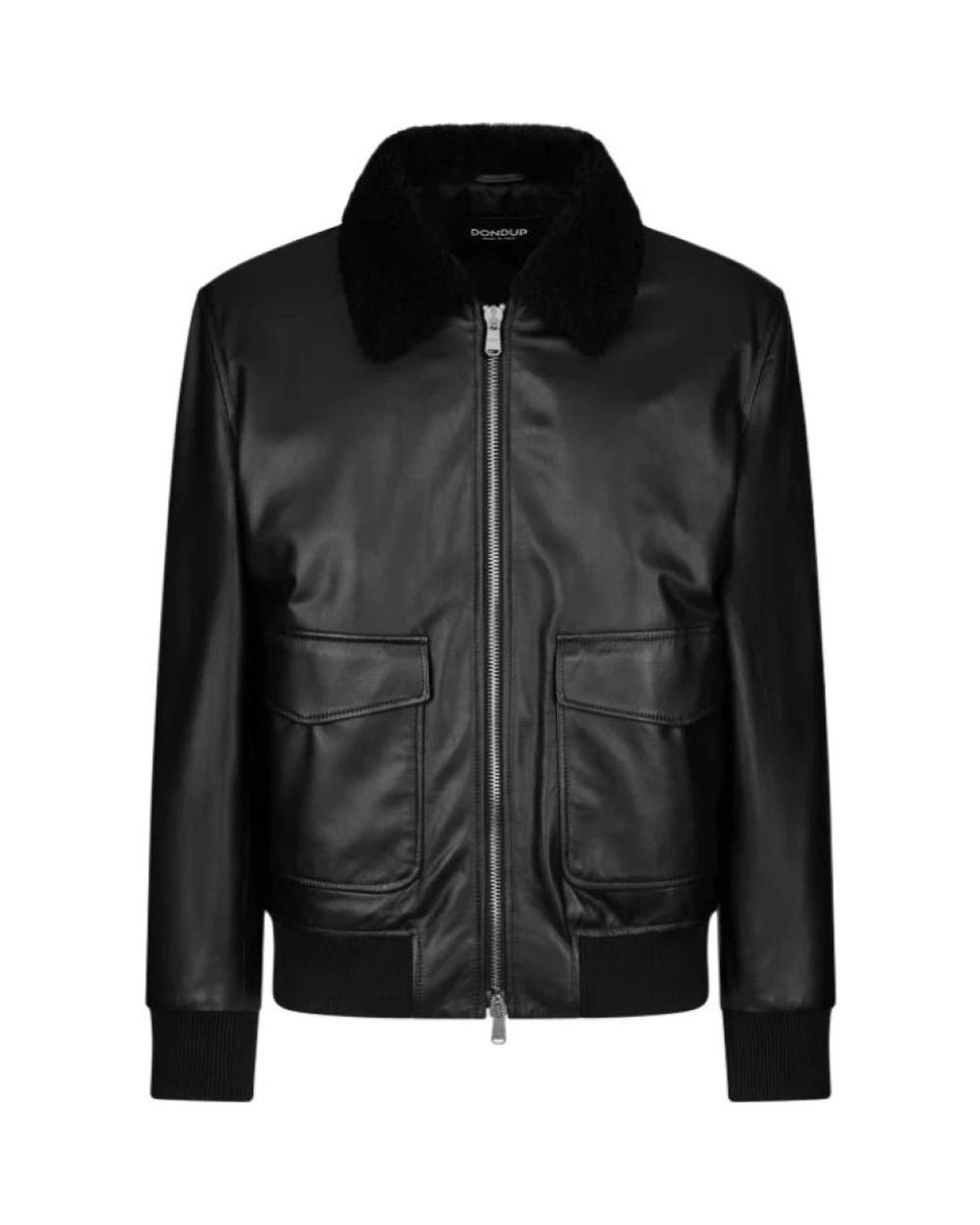 Dondup Black Leather Jackets for men