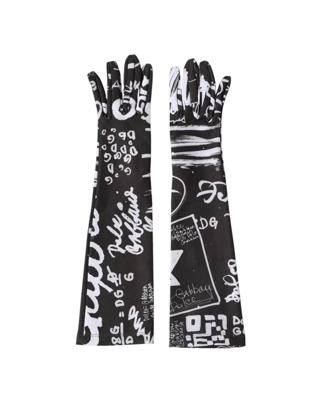 Dolce & Gabbana Accessoires ,Zwart ,Polyester Lange Handschoenen in het Black