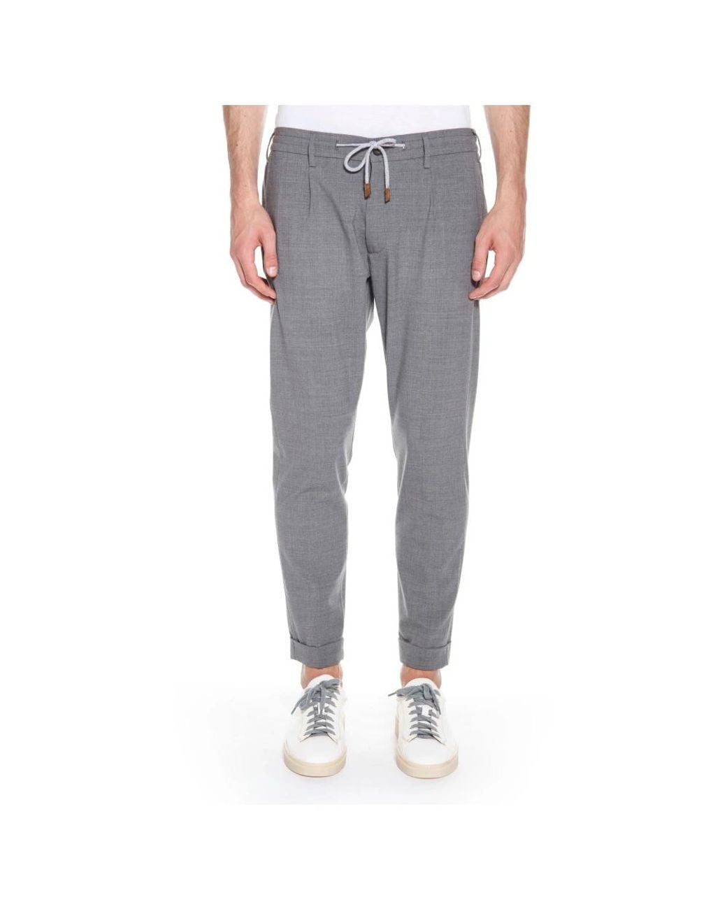 Eleventy Gray Slim-Fit Trousers for men