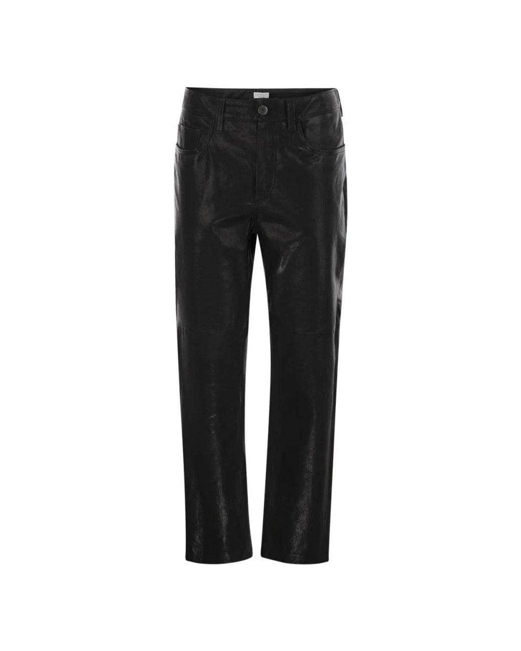 Brunello Cucinelli Black Leather Trousers