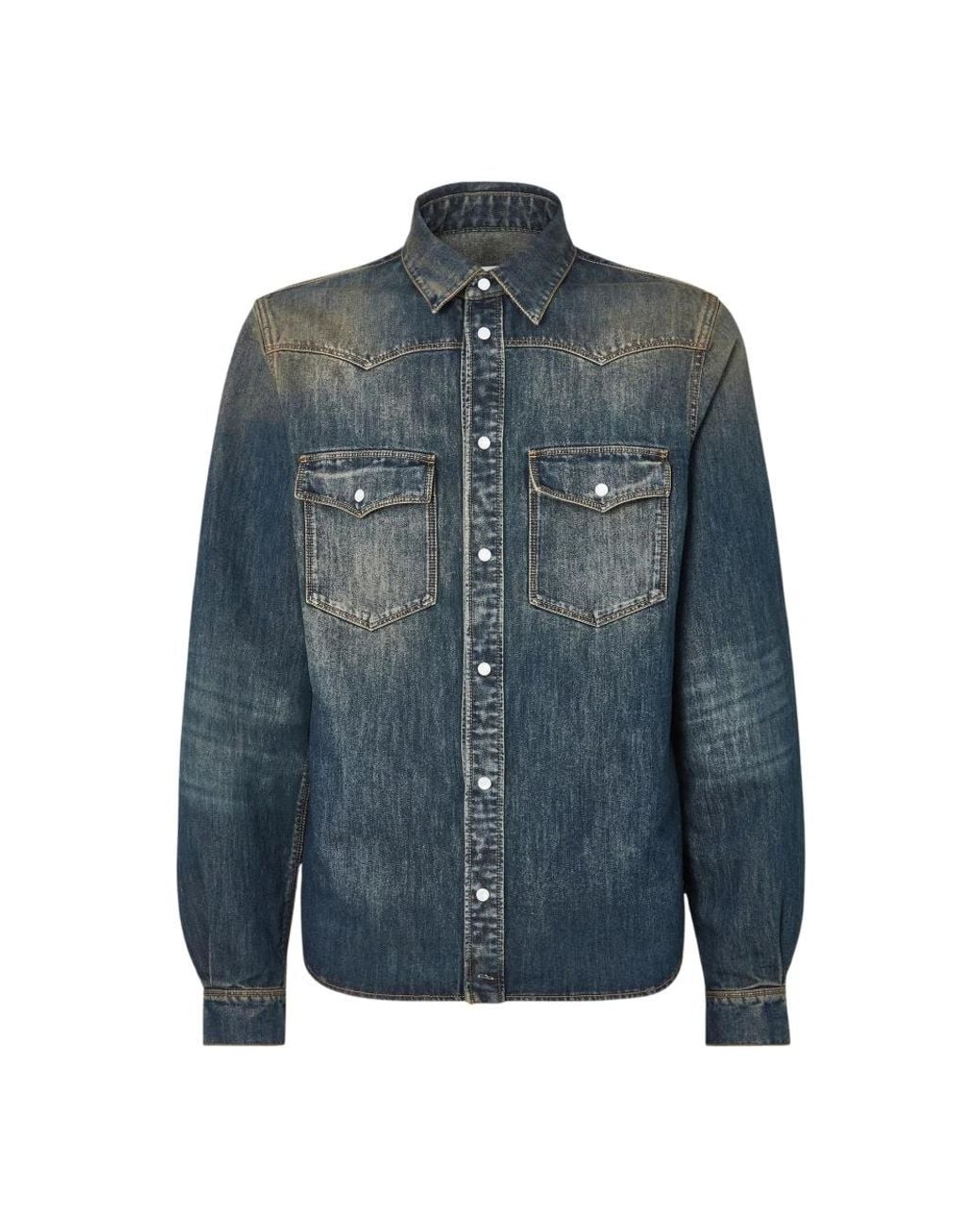 Fendi Blue Denim Shirts for men