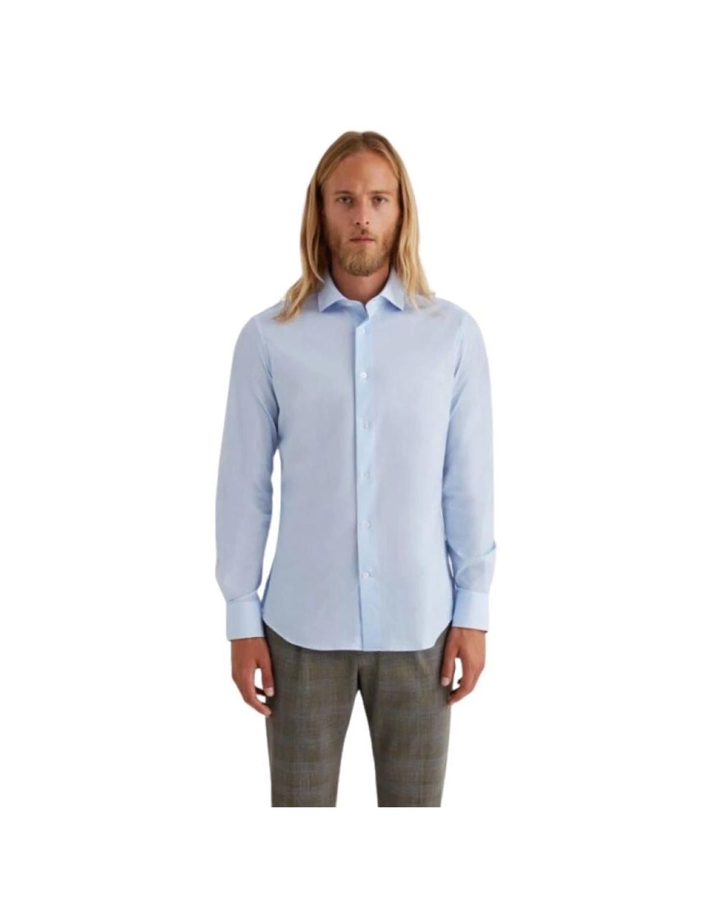 Traiano Milano Blue Formal Shirts for men
