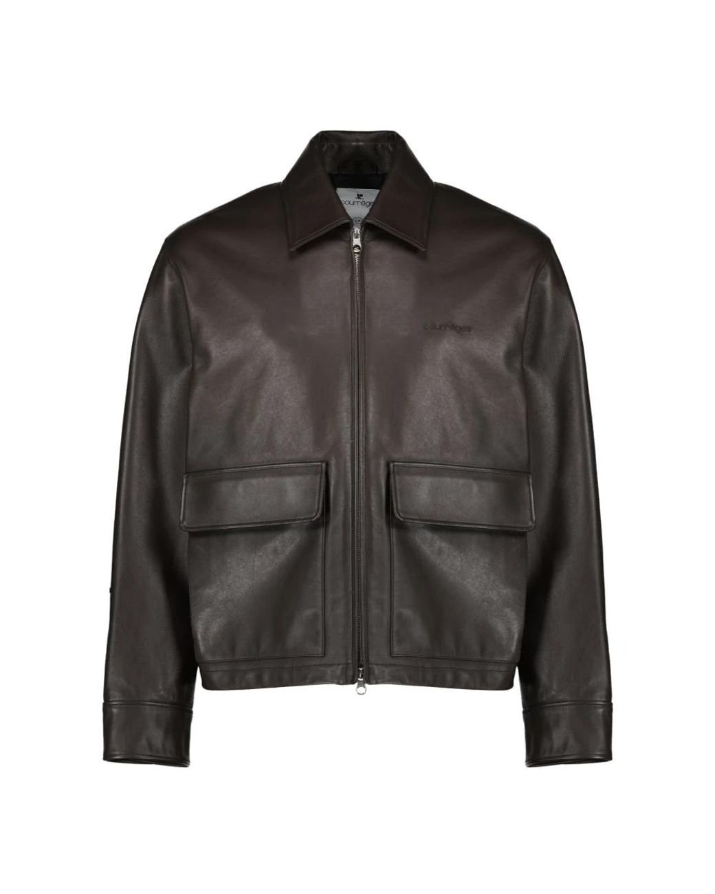 Courreges Black Leather Jackets for men