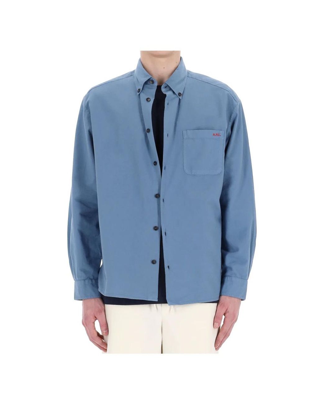 A.P.C. Overhemden ,Blauw ,Katoen Heldere Blauwe Oxford Katoenen Overhemd in het Blue voor heren
