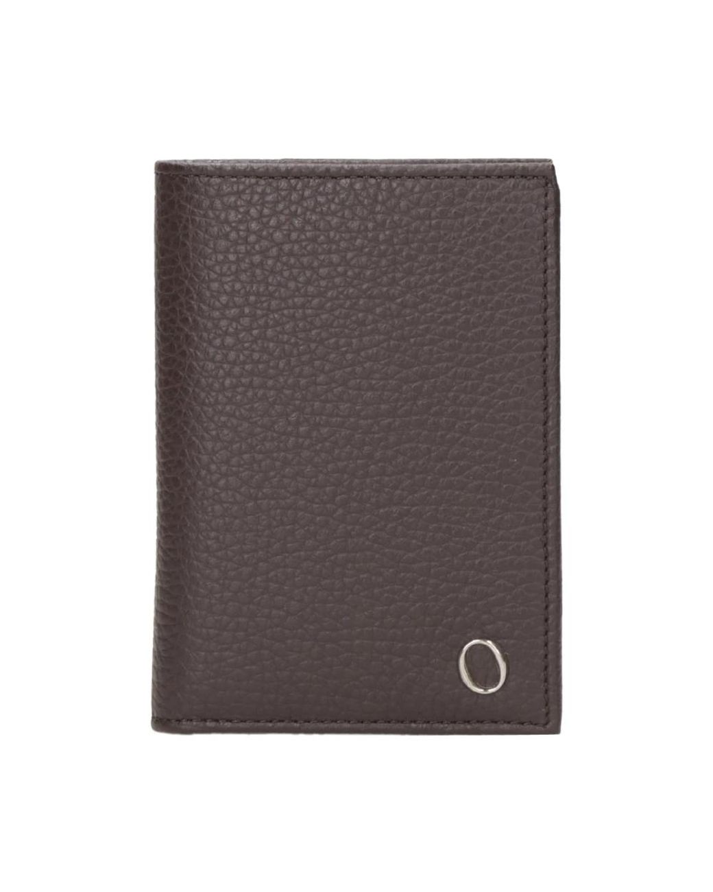 Orciani Accessoires ,Zwart ,Leer Gehamerde Leren Portemonnee Met Anti-Kloon Bescherming in het Brown voor heren