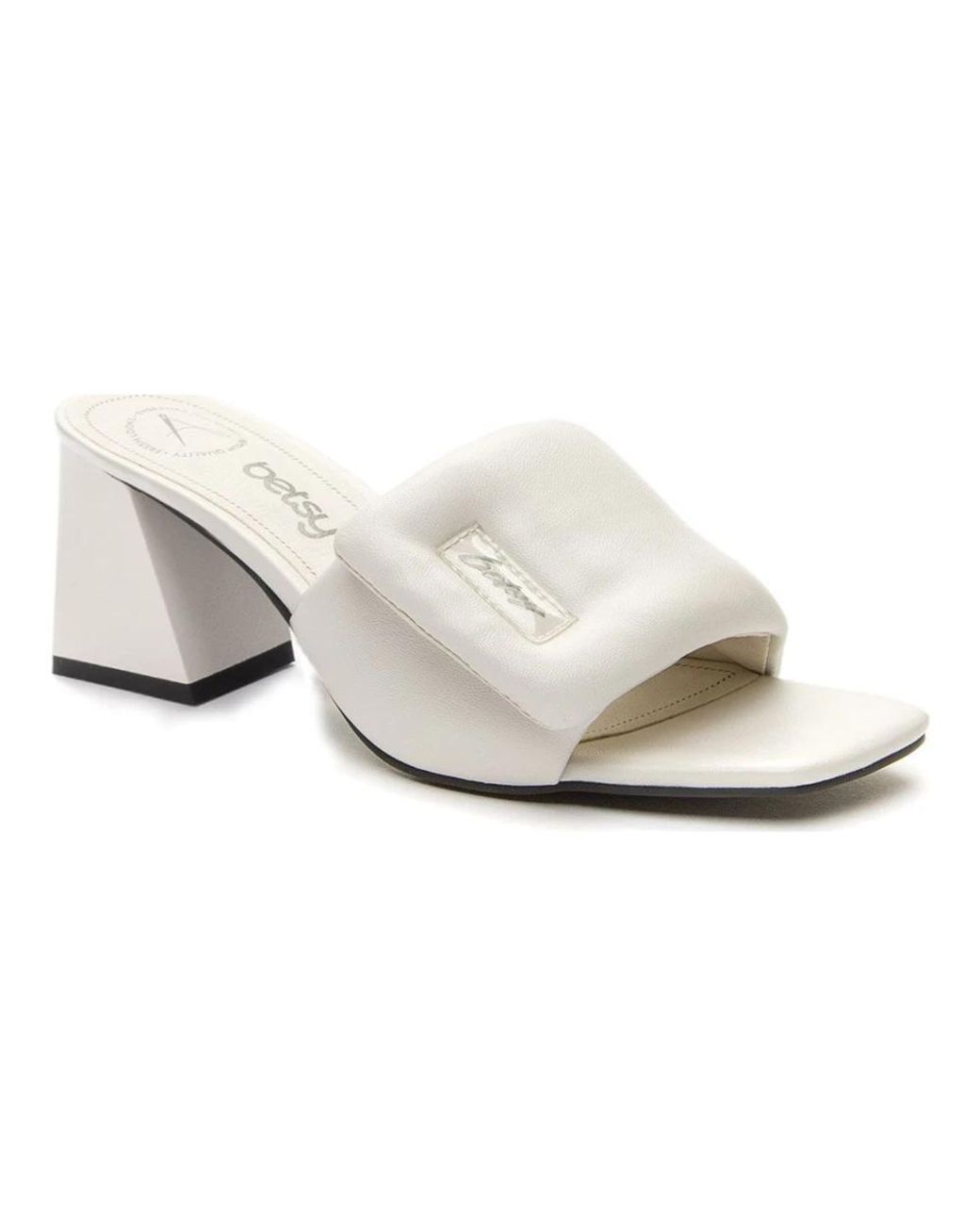 Betsy White Heeled Mules