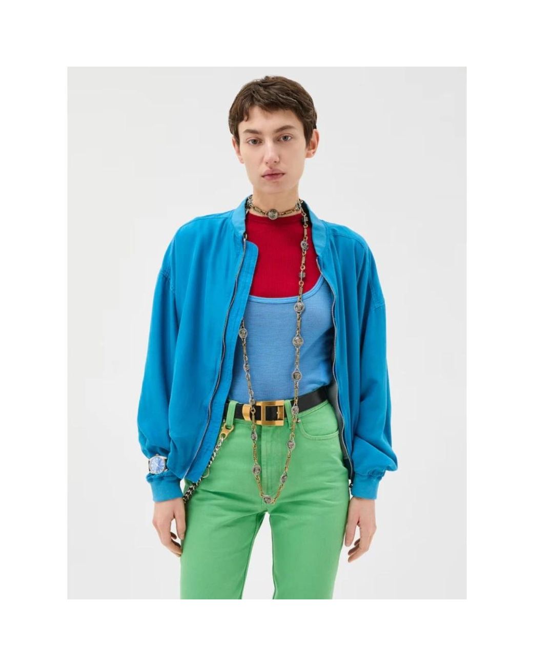 Versace Blue Sleeveless Tops