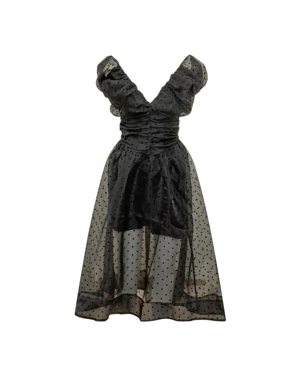 Ganni Kleedjes ,Zwart ,Organza Organza Jurk Met Plooi-Effect in het Black