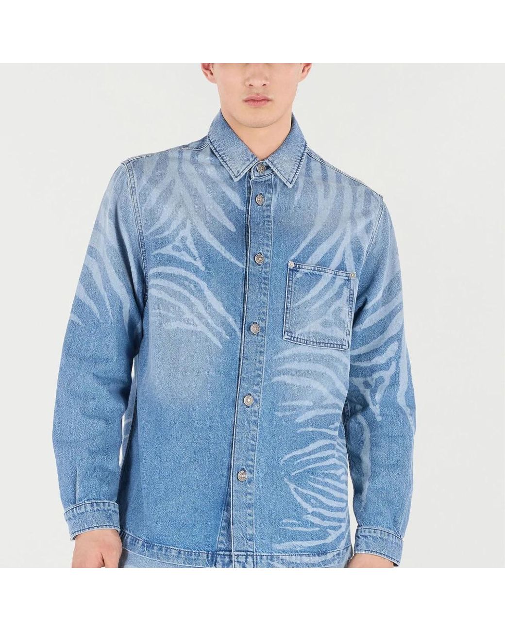 Roberto Cavalli Blue Denim Shirts for men