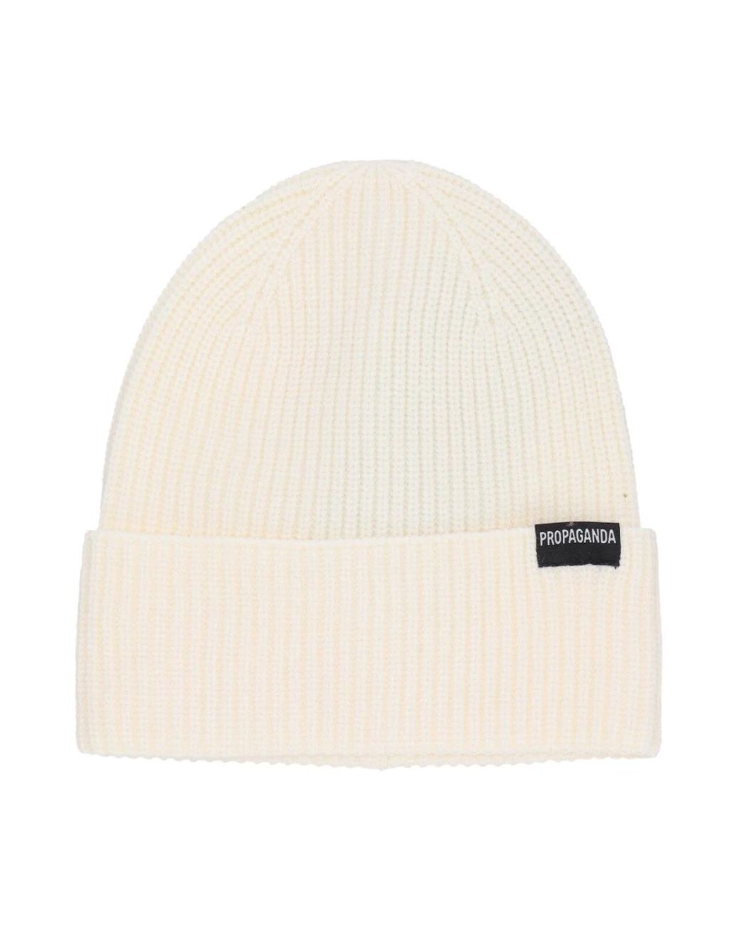 Propaganda Accessoires ,Wit ,Polyester Vlag Beanie Hoed Met Logo Borduurwerk in het Natural