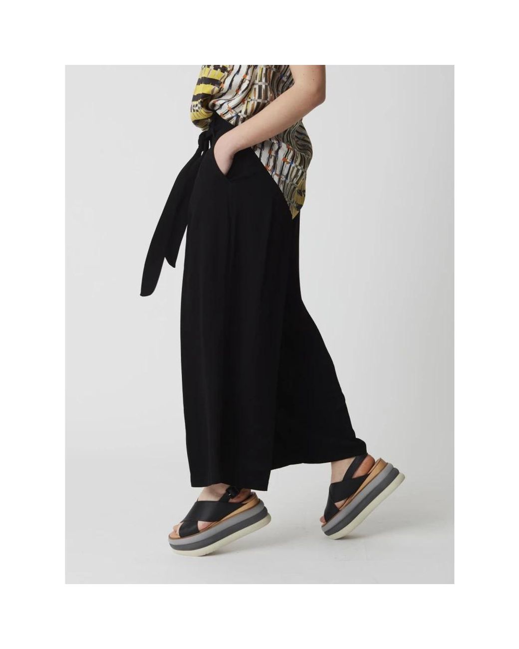 Manila Grace Black Wide Trousers