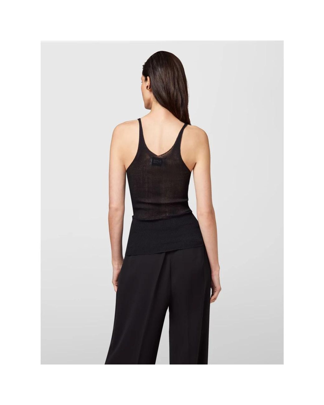 Alpha Studio Black Sleeveless Tops