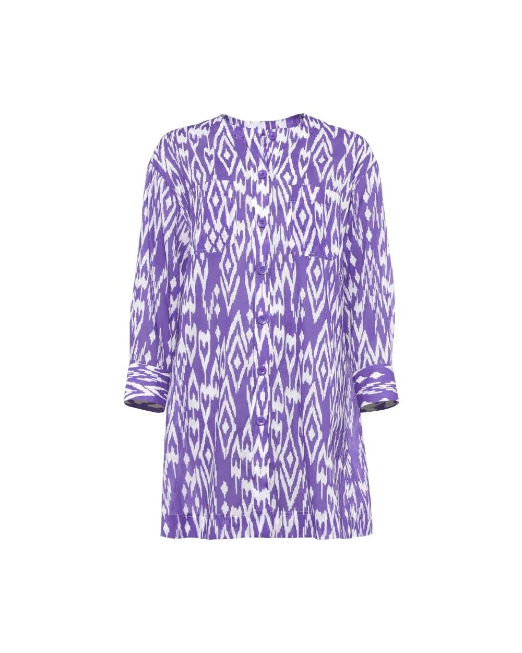 Eres Kleedjes ,Paars ,Katoen Grafische Print Katoenen Strandjurk in het Purple