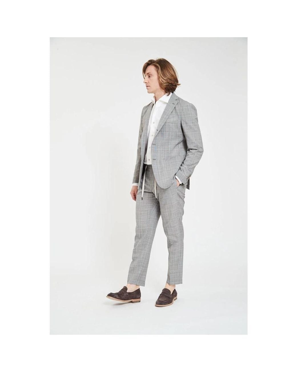 Santaniello Gray Single Breasted Suits for men