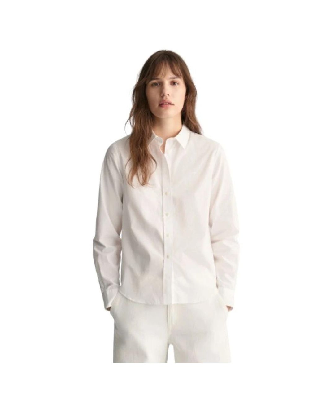 Gant Popeline Blouse in het White