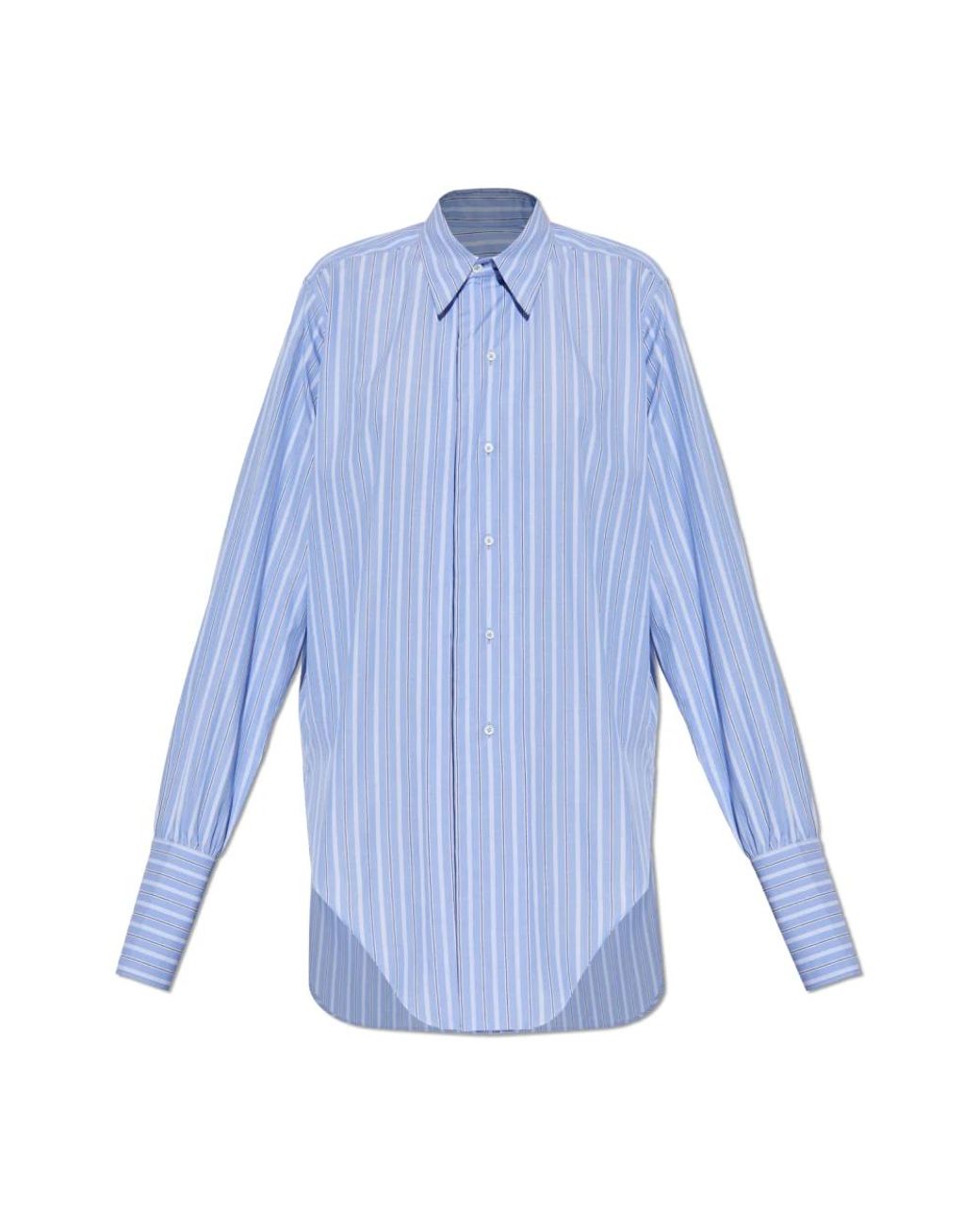 Maison Margiela Overhemden ,Blauw ,Katoen Shirt Met Streepjespatroon in het Blue